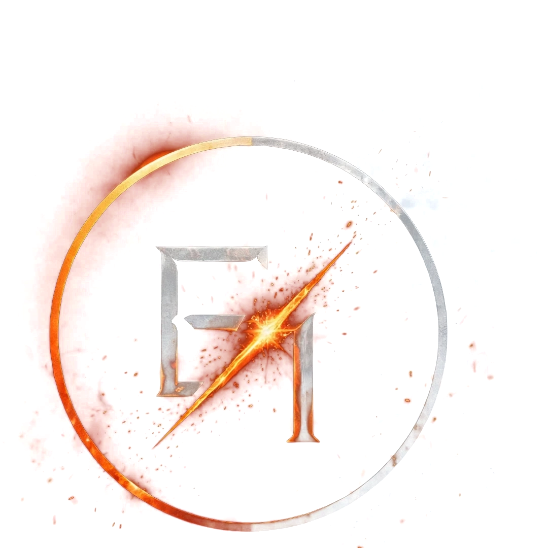 Ember and Iron monogram in an ember and steel ring